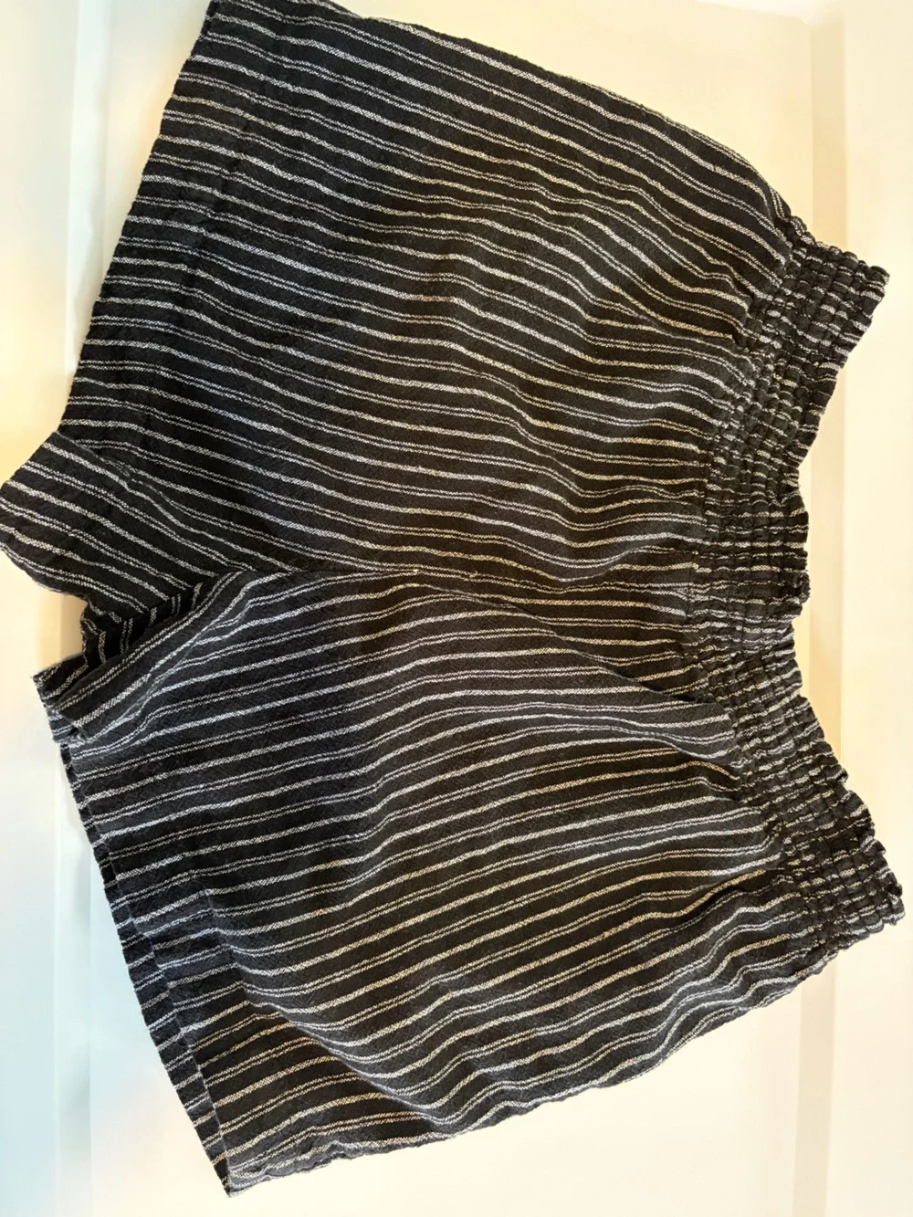 Time and Tru Black and White Striped High Waist Drawstring Shorts